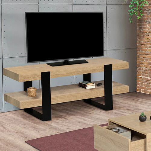 Idmarket Market Meuble TV PHOENIX - Bois et noir