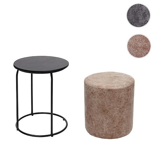 Mendler Pouf table carré - Marron