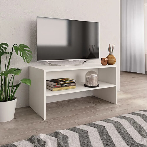 vidaXL Meuble TV Blanc 80x40x40 cm Bois d’ingénierie