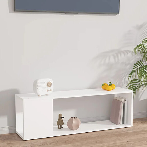 vidaXL Meuble TV Blanc - 100x24x32 cm Bois d'ingénierie