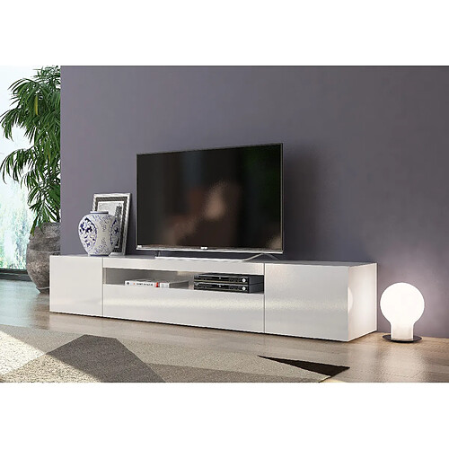 Alter Meuble TV 3 portes - Blanc brillant