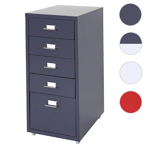 Mendler Caisson de bureau 5 tiroirs - Gris foncé