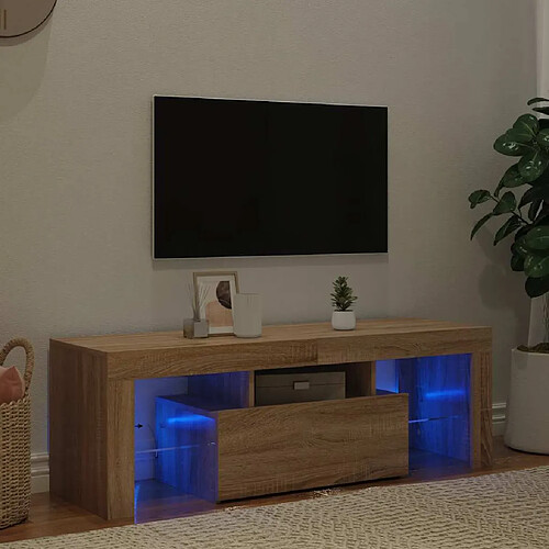 vidaXL Meuble TV LED Chêne Sonoma