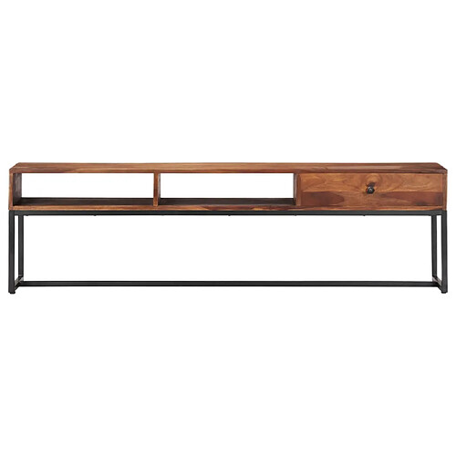 Helloshop26 Meuble TV bois et acier - Naturel