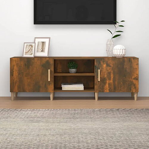 vidaXL Meuble TV Chêne fumé - 150x30x50 cm