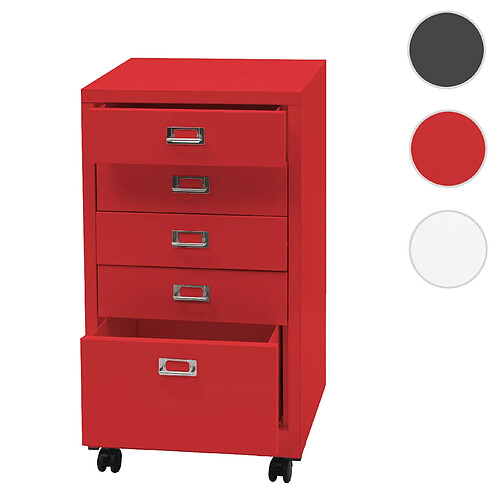 Mendler Caisson de bureau 5 tiroirs - Rouge