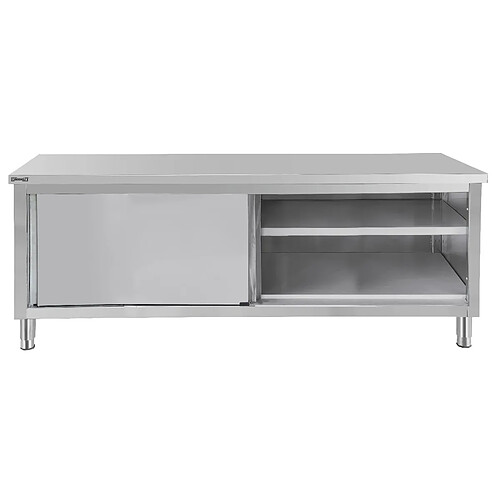 Casselin Table de travail inox avec portes coulissantes - Blanc