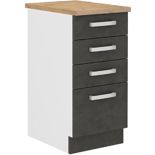 Cstore Meuble bas cuisine 4 tiroirs - Gris
