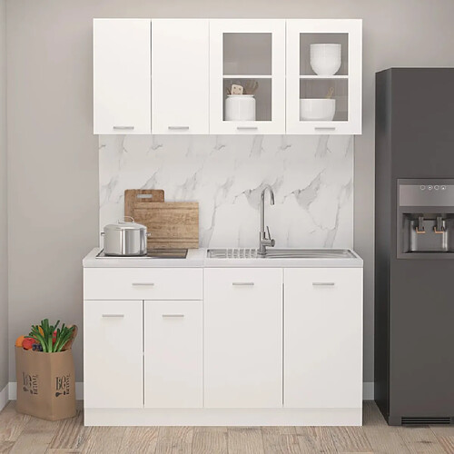 vidaXL Ensemble Meubles Cuisine - Blanc
