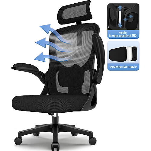 Homimaster Lexzurn Chaise de bureau - Noir
