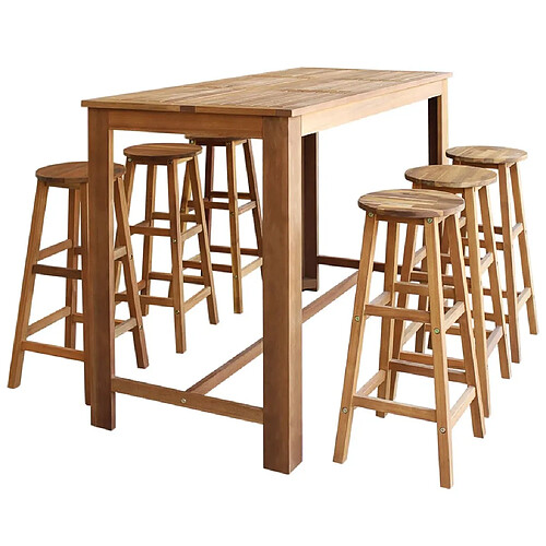 VIDAXL Table et tabourets de bar 7 pcs - Bois d'acacia