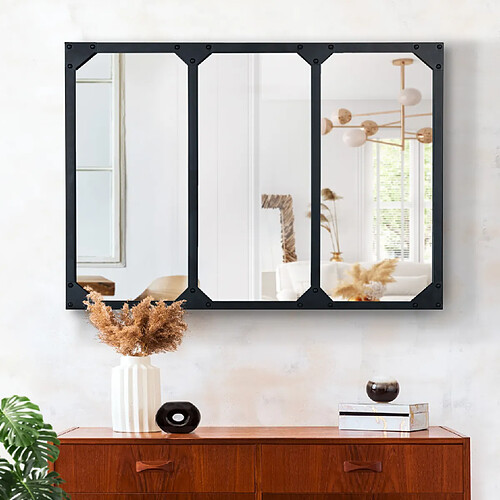 Idmarket MARKET Miroir 3 bandes - Noir