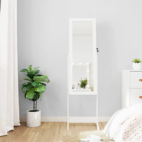 vidaXL Armoire à bijoux miroir LED Blanc