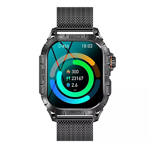 Yonis Montre Connectée Sportive Noir Acier Bluetooth
