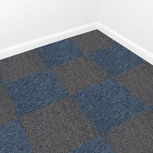 Monstershop Dalles de Moquette - 50x50 cm - Noir Charbon & Bleu Tempête