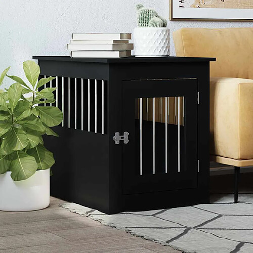 vidaXL Meuble de cage pour chiens - Noir