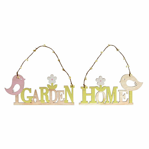 DKD Home Decor Décoration Suspendue Bois - Vert Rose