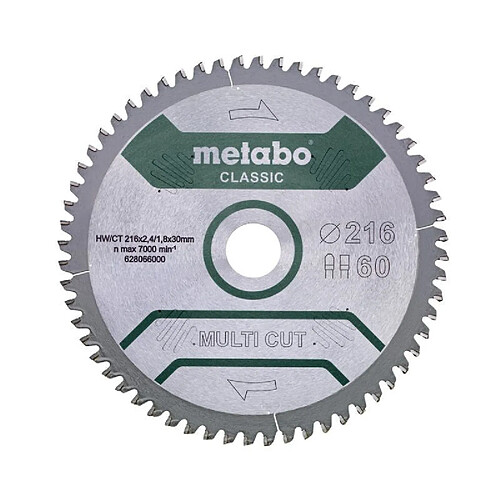 Metabo Lame de scie circulaire bois - 216 mm 60 dents