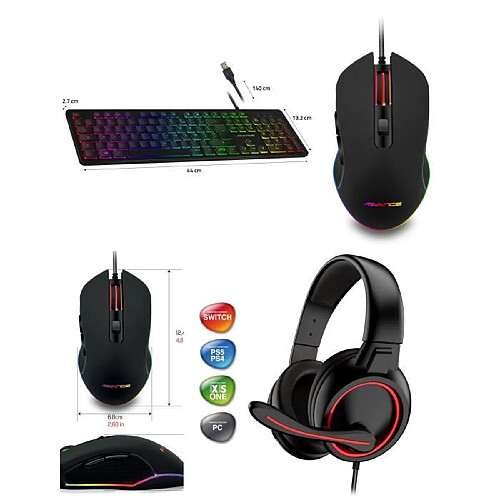 Advance pack clavier souris gamer - Noir