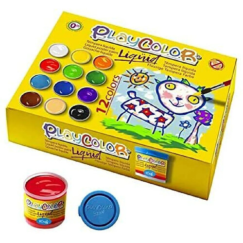 Playcolor Lot de 12 Pots de Gouache Liquide 40 ml Assorties