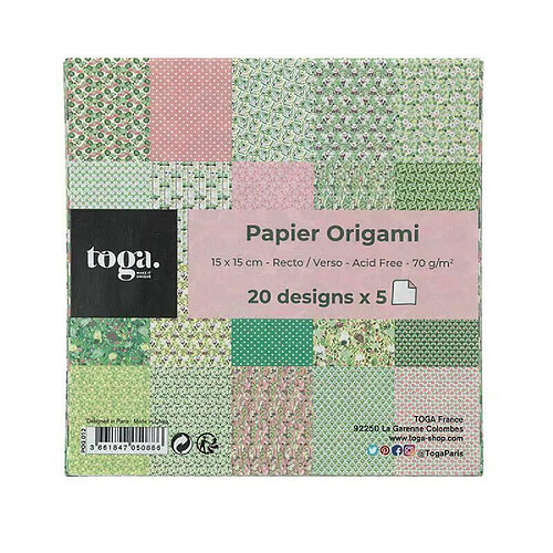 Toga 100 Papiers Origamis - Motifs Japonais - 15 x 15 cm