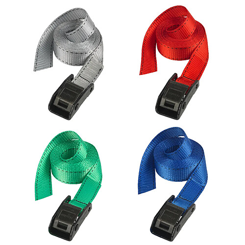 Master Lock 3110EURDAT Sangle d'arrimage avec boucle à griffes, Gris, 2,50m x 25mm Sangle, Pack de 2