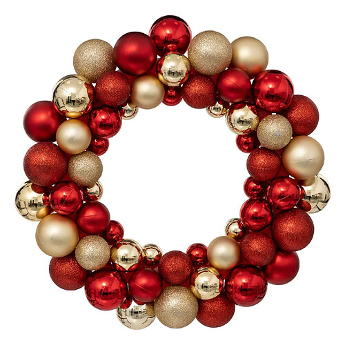 Atmosphera Couronne boule de Noël - Diam 35 cm - Rouge et Or