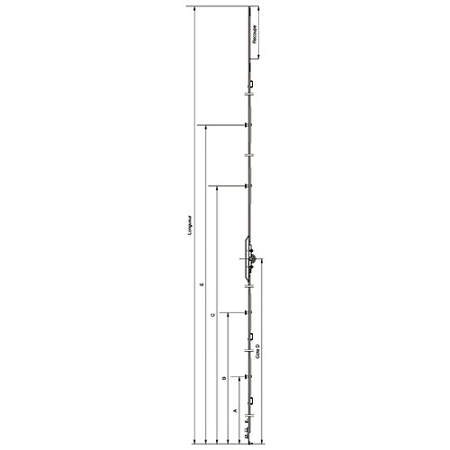 FERCO Crémone Oscillo-battant F75 - Sans rampe, L940, D400
