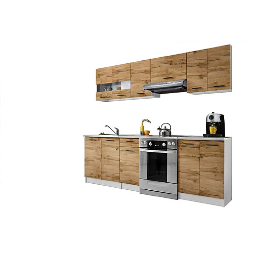 Tendance DUSINE Cuisine Bigo 7 éléments - Finition Bas Bois/Haut Bois