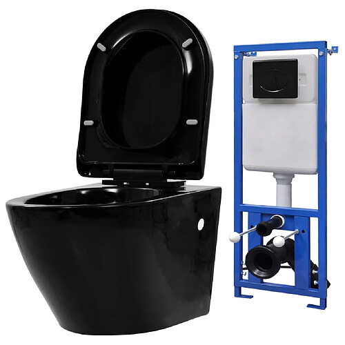 VidaXL Toilette Murale Suspendue Noire