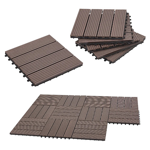 en.casa Schramberg Dalles 30x30 cm - Marron Foncé