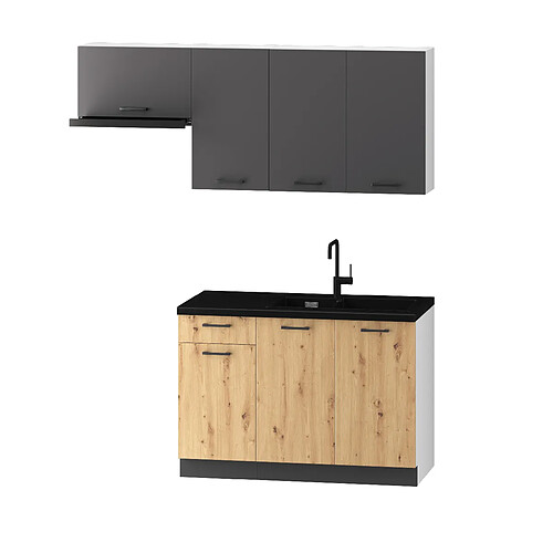 Pegane Cuisine Celia 5 éléments - Gris Mat/Chêne Artisan