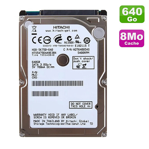 Hitachi HTS547564A9E384 640Go 2,5" · Occasion