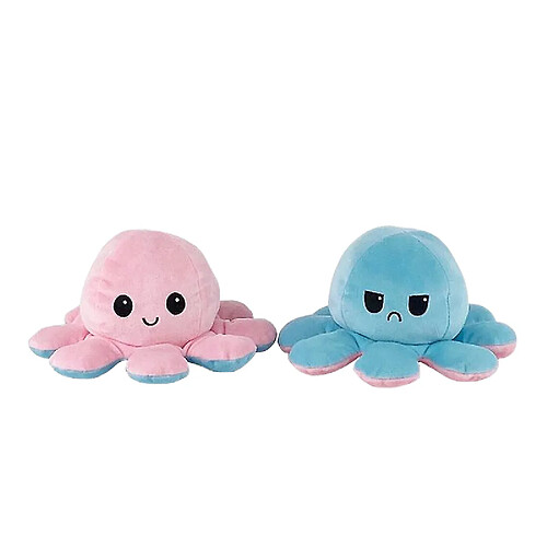 Peluche pieuvre réversible doudou - Rose et bleu
