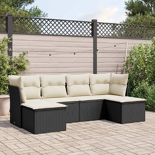 vidaXL Salon de jardin 6 pcs - Noir