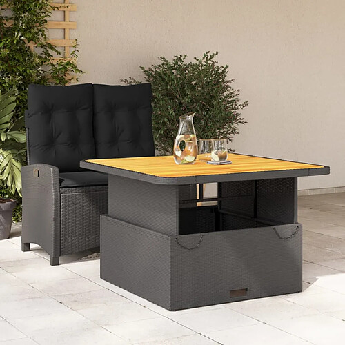 Ensemble à manger jardin vidaXL résine tressée noir
