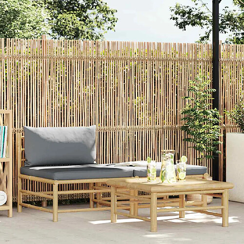 VIDAXL Salon de jardin 3 pcs - Gris foncé