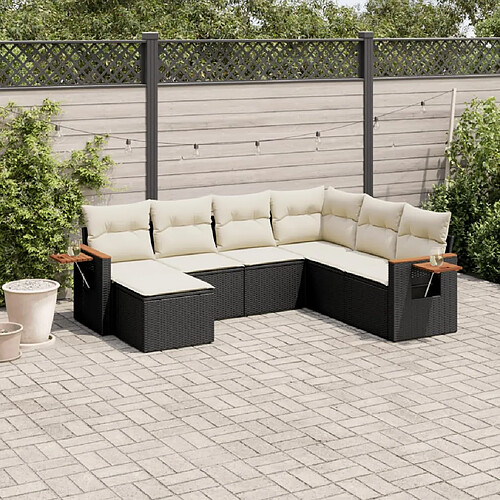 VIDAXL Salon de jardin 7 pcs avec coussins - Noir