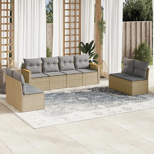 vidaXL Salon de jardin 8 pcs - Beige