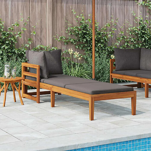 VidaXL Chaise longue avec accoudoir - Gris foncé