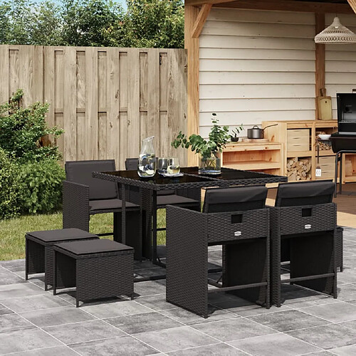 vidaXL Ensemble salon jardin 9pcs résine tressée
