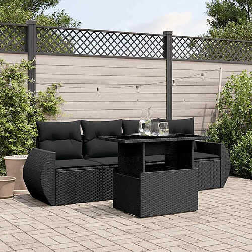 VIDAXL Salon de jardin 5 pcs - Noir