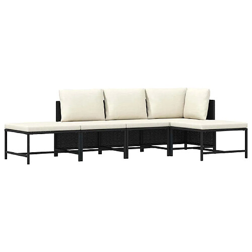 Salon de jardin vidaXL 5 pcs - Résine tressée noire