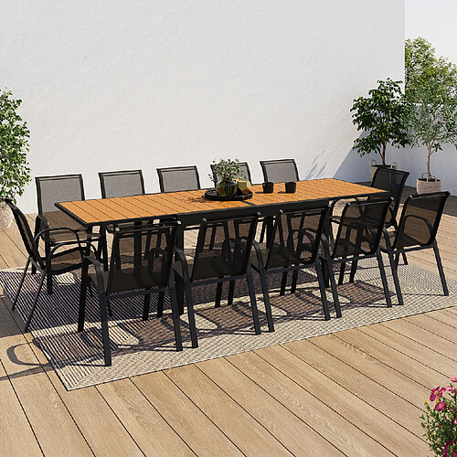 Idmarket Market Salon de jardin Poly 12 chaises