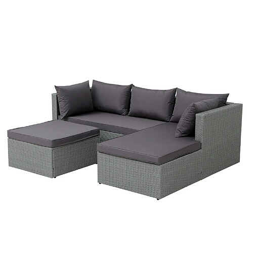 Concept Usine Salon de jardin en résine tressée 4 places gris-gris foncé LECCI