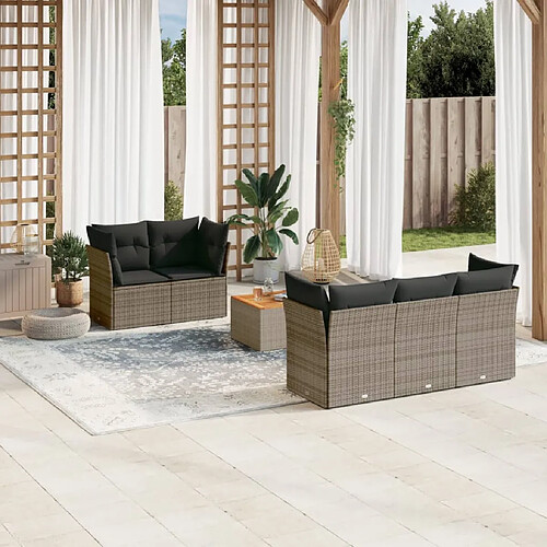 vidaXL Salon de jardin 6 pcs - Gris Résine Tressée