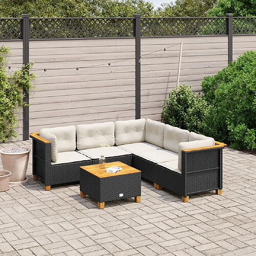 vidaXL Salon de jardin 6 pcs - Noir Résine tressée