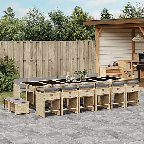 VIDAXL Ensemble à manger de jardin et coussins - Mélange beige