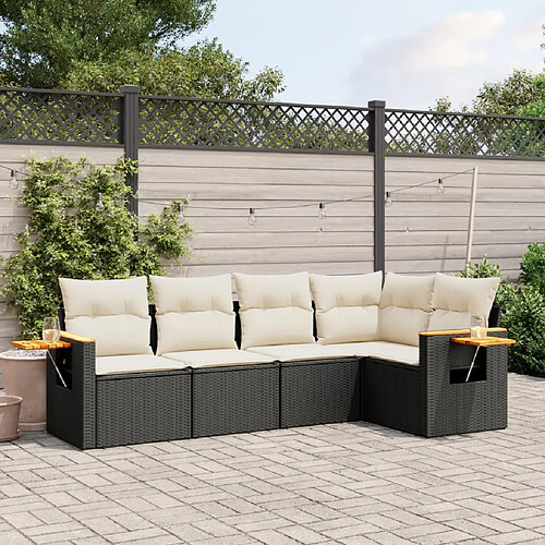 VIDAXL Salon jardin résine tressée noir - 5 pièces