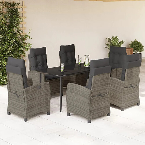 vidaXL Ensemble à manger de jardin 7 pcs - Gris